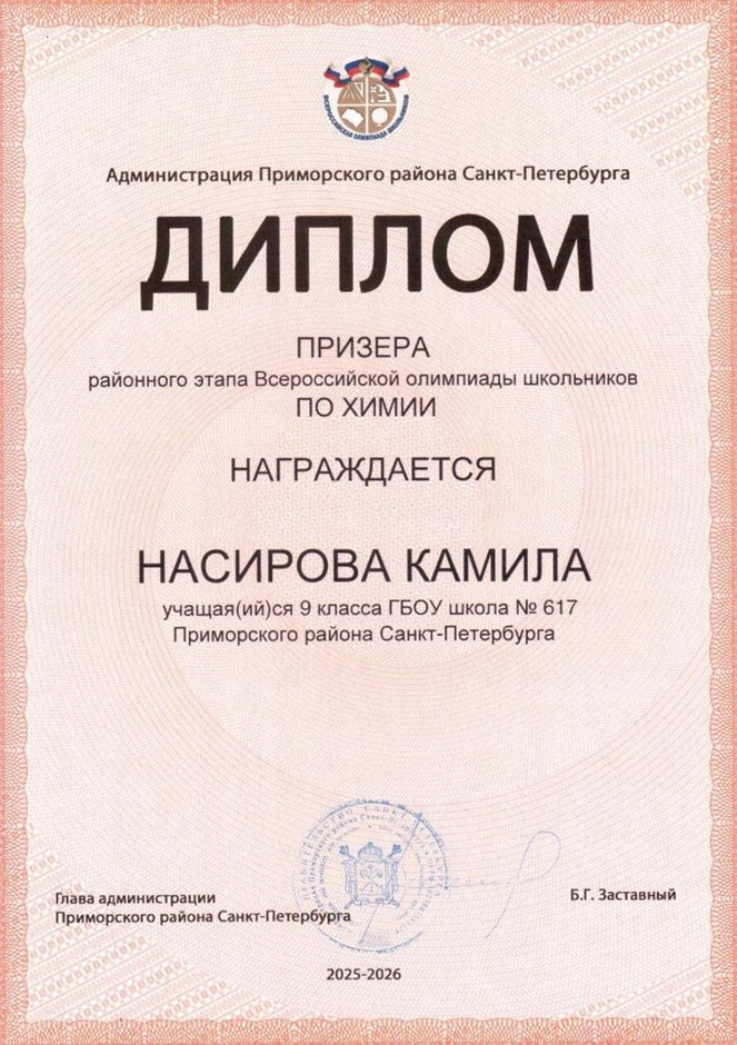 2025-2026 Насирова Камила 9л2 РО химия (Левина Э.М.)